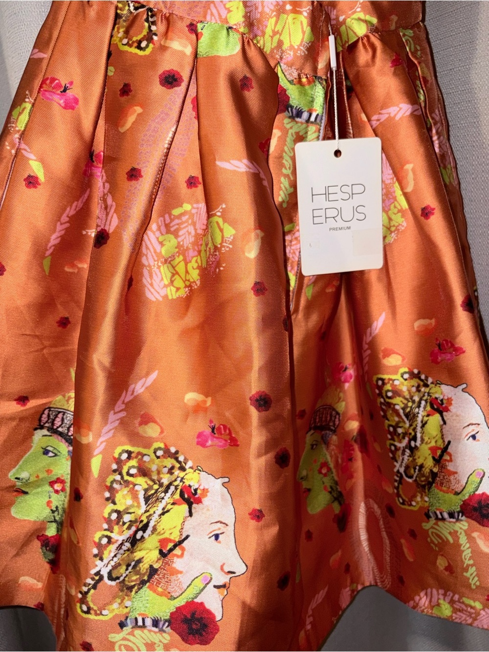 Hesperus Orange Floral Portrait A-Line Dress